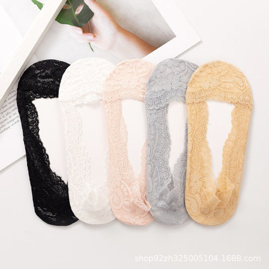 2021 boat socks summer thin shallow mouth invisible lace silicone low-cut cotton socks casual ladies socks
