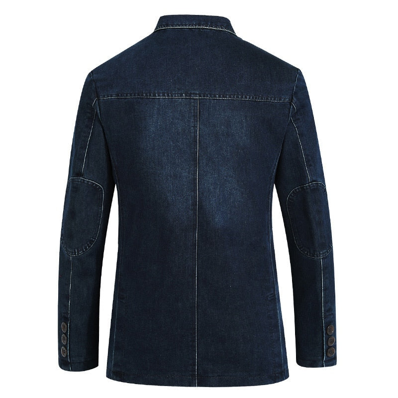 New Mens Denim Blazer Men Fashion Cotton Vintage Suit Jacket 4XL Male Blue Coat Denim Jacket Men Slim Fit Jeans Blazers Outwear