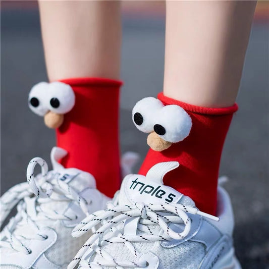 Funny Socks Women's Short Cotton Hot Sale 3D eyes Designer Fashion Amusing Lovely Harajuku kawaii Gift Happy Cute Socks