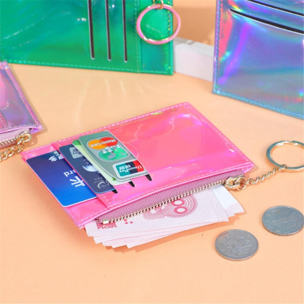 1pc Coin Purse Mini Wallet Id Credit Bank Multi-card Holder Pu Function Zipper Organizer Case Men Women Coin Purse Money Bags