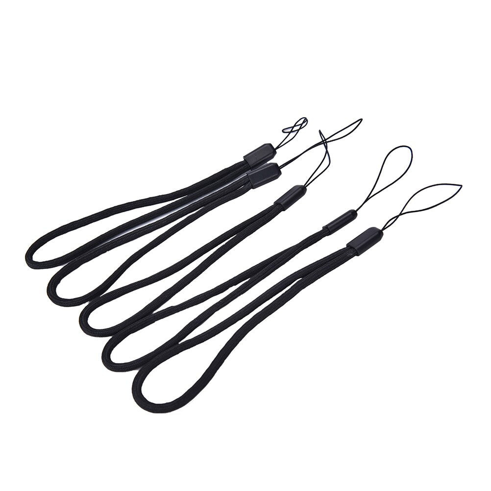 5PCS Black Hang Rope Lanyard Neck Straps Keychain New Nylon Wrist Hand Cell Phone Mobile Chain Charm Cords
