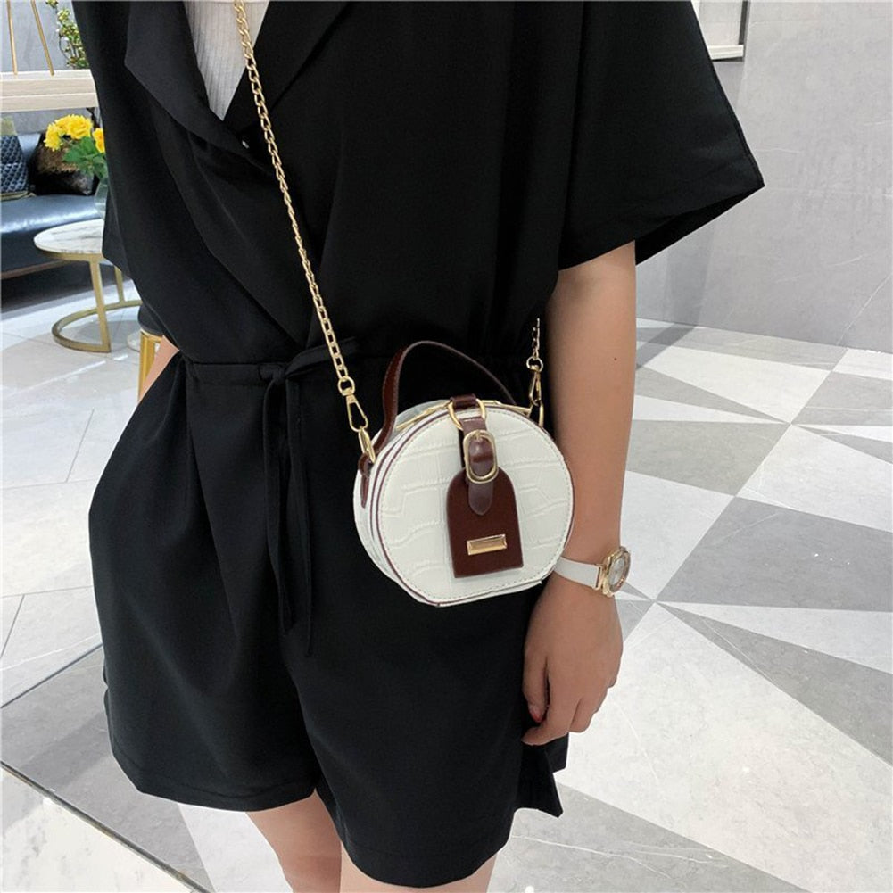 Fashion small round bag 2020 AUtumn winter new cross-body bag stone pattern small handbag shoulder zipper handbag phone purse