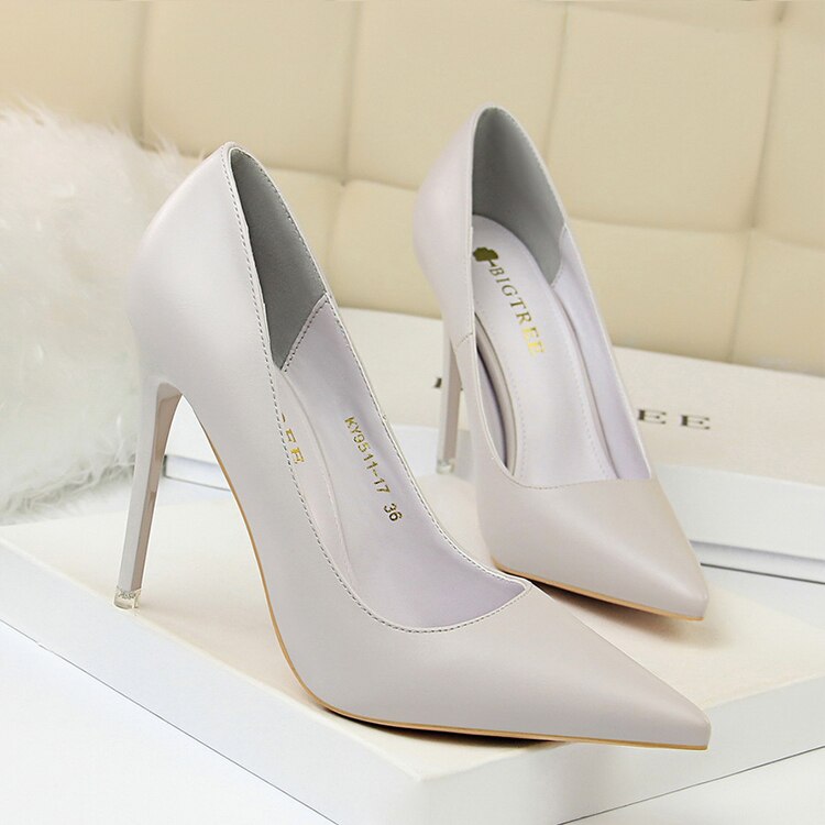 New Fashion Autumn Heels Shoes Women High heel Pink Pumps Point Office Heeled Matt Point Elegant Sweet Pointy sexy Female Shoes