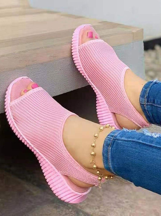 Summer Women Shoes 2021 Mesh Fish Platform Shoes Women's Closed Toe Wedge Sandals Ladies Light Casual Sandals Zapatillas Muje