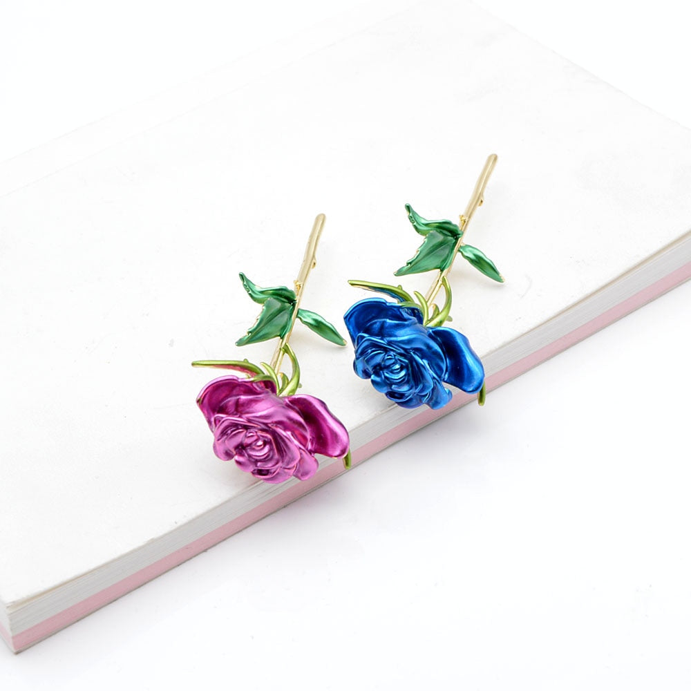 CINDY XIANG Enamel Rose Flower Brooches For Women Lady Fashion Luxury Flower Pin Spring Summer Design 4 Colors Available Gift