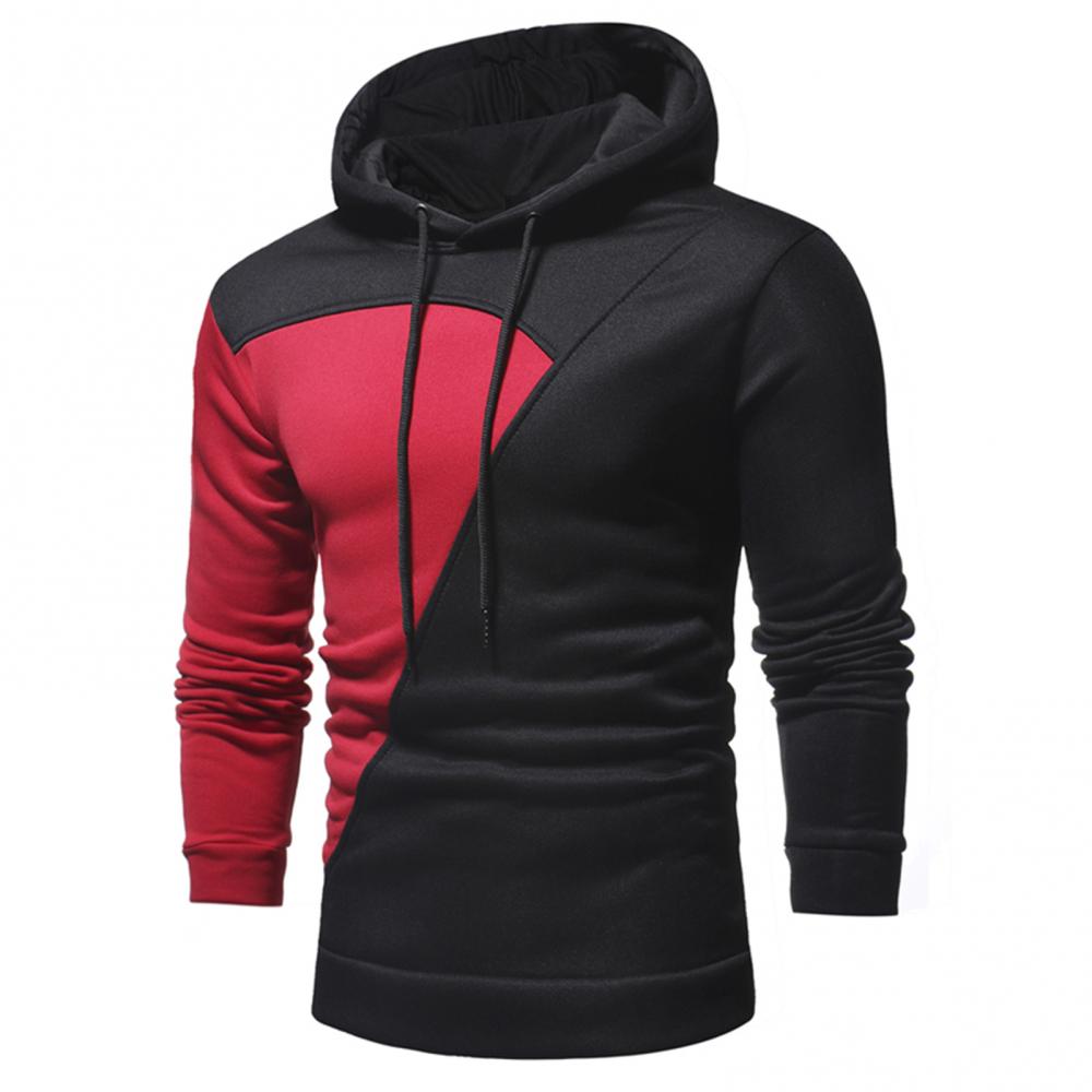 Pullover Men Winter Casual Color Matching Hooded Hoodie Gyms Sports Pullover