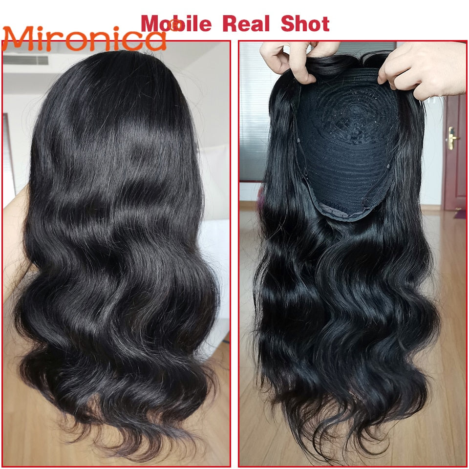 Long Human Hair Wigs With Bangs Brazilian Body Wave Wig Full Machine Made Wig With Bang Brazilian Remy Human Hair For Women
