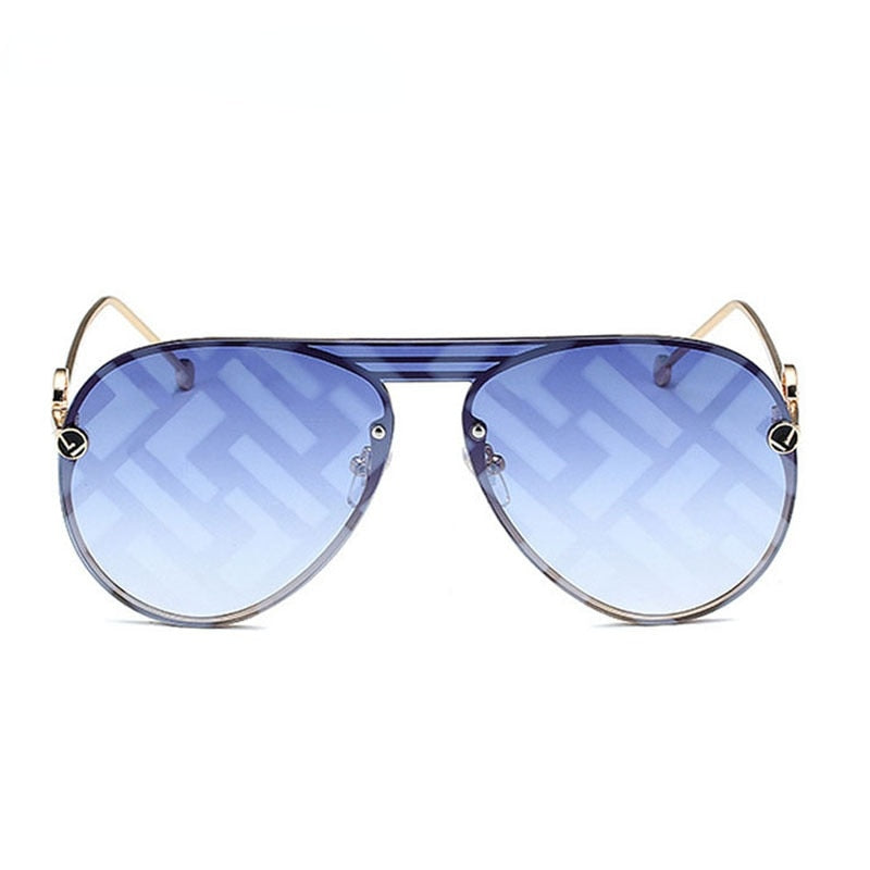 2021 Oversized Pilot Sunglasses Women Luxury Brand Fashion Flat Top One Piece Men Eyewear Brown Mirror