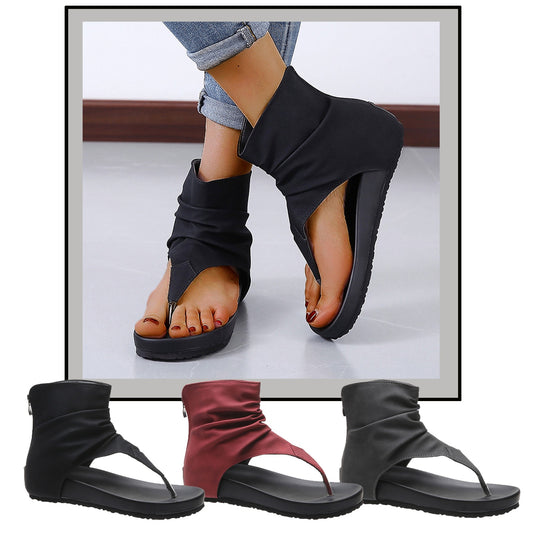 Summer Flat Women Sandals Suede Open Toe Ladies Beach Sandals Roman Zipper Female Shoes Big Size Flip Casual Beach Sandals 2021