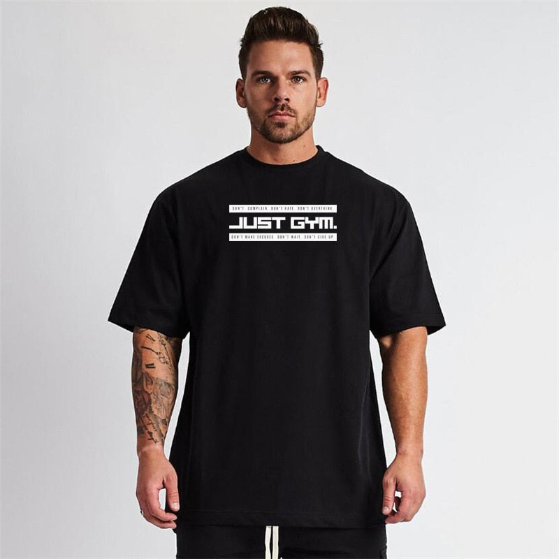 Mens Loose Oversized Fit Short Sleeve T Shirt Streetwear Fitness lifestyle T-shirt Summer Brand Gym Clothing Workout Tshirt