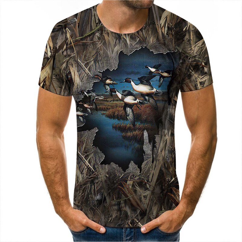 Animal Hunting Partridge Bird 3D Print Harajuku T-Shirt Summer Fashion Casual Men's tshirt Chukar Short sleeve Streetwear Unisex