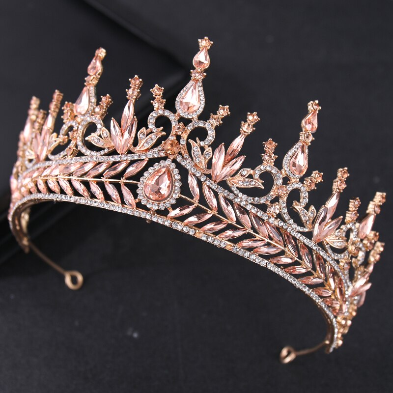 New Design Gold Tiaras And Crown Crystal Rhinestone Princess Queen Diadems Wedding Bridal Hair Accessories Head Jewelry Women