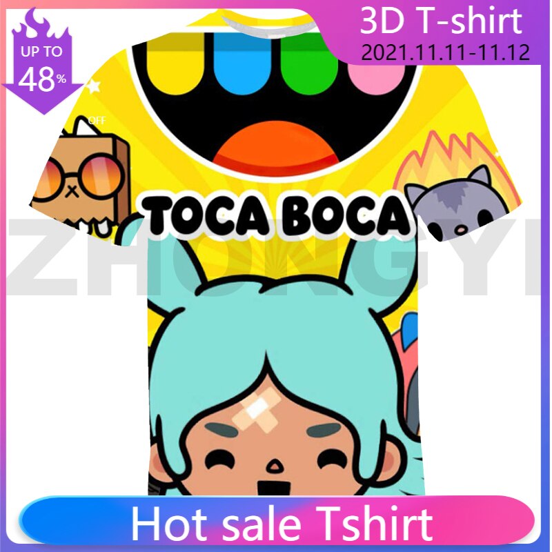 3D Cartoon Toca Life World Game Tshirt Children Tops Tee T-shirt Teenager Anime Streetwear Toca Boca T Shirt Kid Toca Life World
