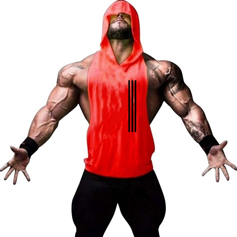 Gym Tank Top Men Fitness Hooded Clothing Mens Bodybuilding Tank Tops Summer Gym Stringer Undershirt Male Sleeveless Vest Shirts