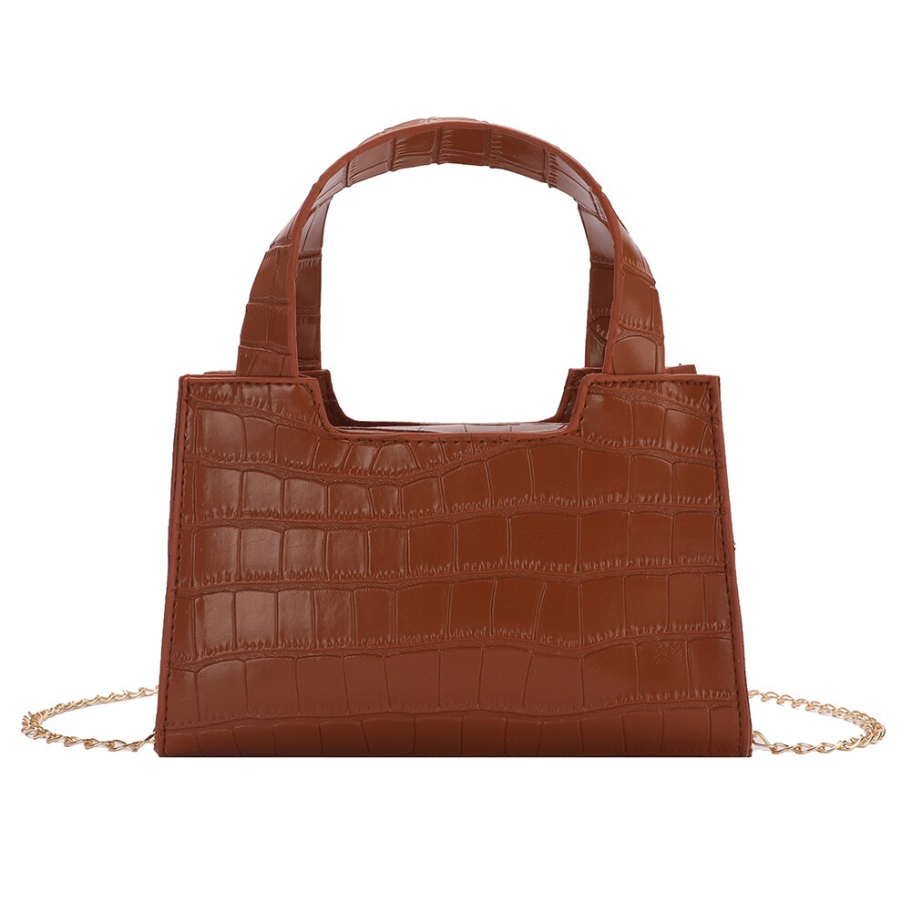 Vintage Women Alligator Pattern Solid Color PU Leather Shoulder Crossbody Messenger Bag Casual Ladies Chain Small Handbag Purse