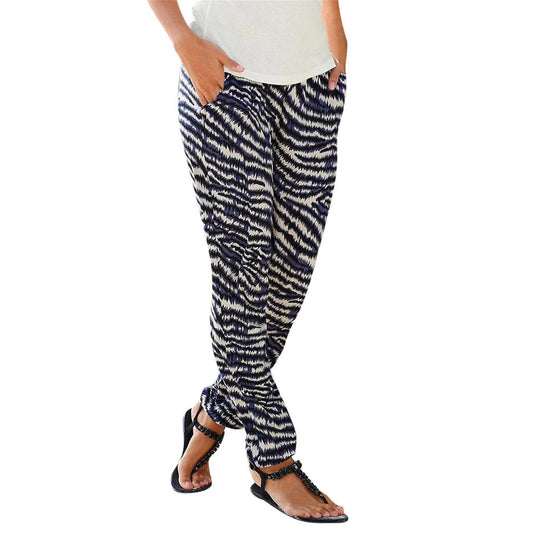 2021 Women Bohemian Floral Print Long Pants Mid Waist Vintage Pants Elastic Waist Boho Beach Trousers Plus Size Pants L3