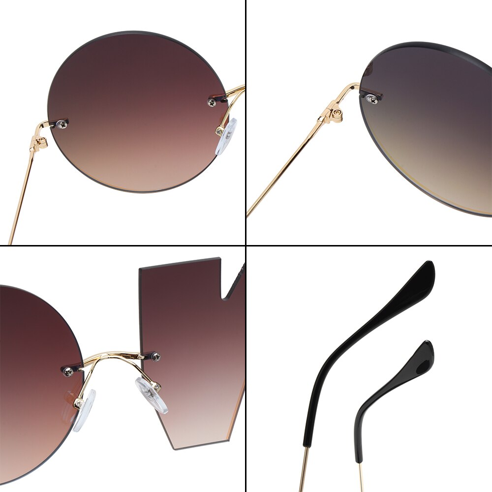 1PC Unisex Mirror Rimless Sunglasses Vintage Fashion Letter NO Eyewear Punk Goggles Luxury Sun Glasses Metal Trend UV400 Shades