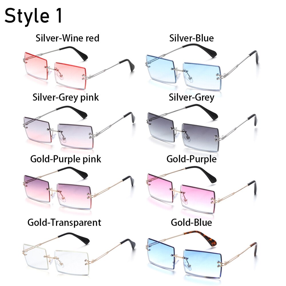 1PC Fashion Rimless Small Rectangle Sunglasses Traveling Style Mountaineering Sun Glasses UV400 Shades 2021 New Summer Eyewear
