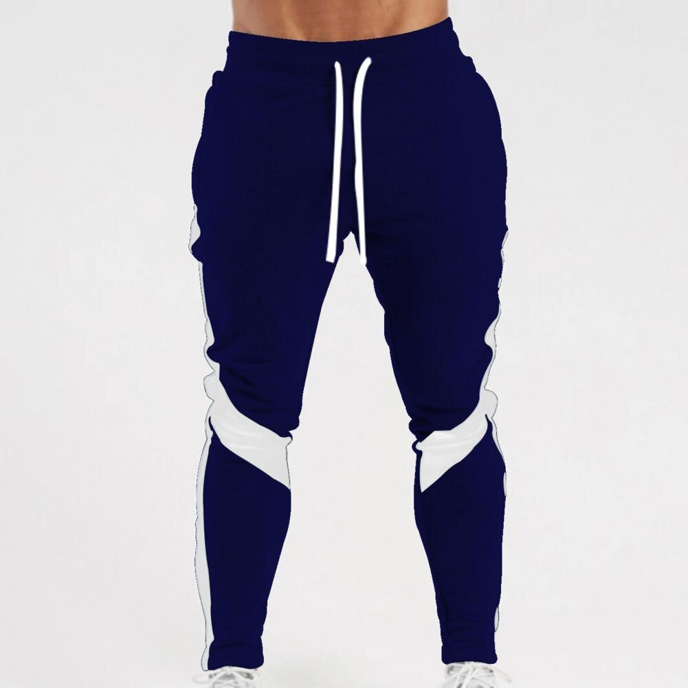 New Pencil Pants Men Bodybuilding Trousers Contrast Colors Leisure Breathable Patchwork Jogging Sport Training Pants