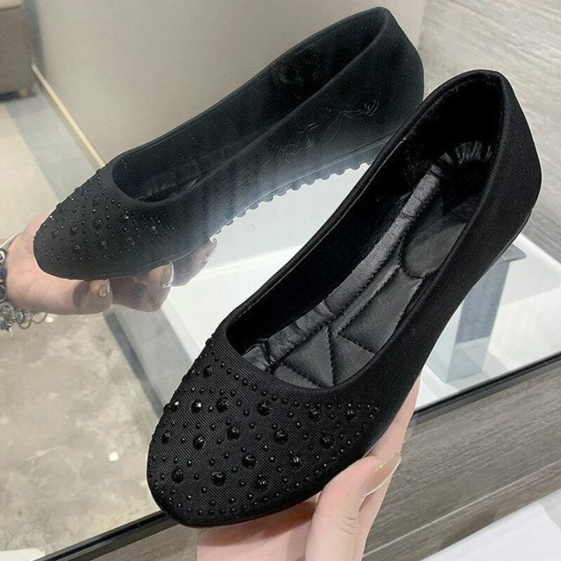 2020 Flat Pointed Black Single Shoes Peas Women's Shoes Low-top Shoes Casual Slip-on Lazy Shoe For Woman Zapatos De Muje