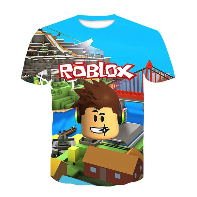Robloxing Boys And Girls Game T-Shirt, Kawaii Funny 3D Cartoon T-Shirt, Children's Short Sleeve Clothing 3-14t