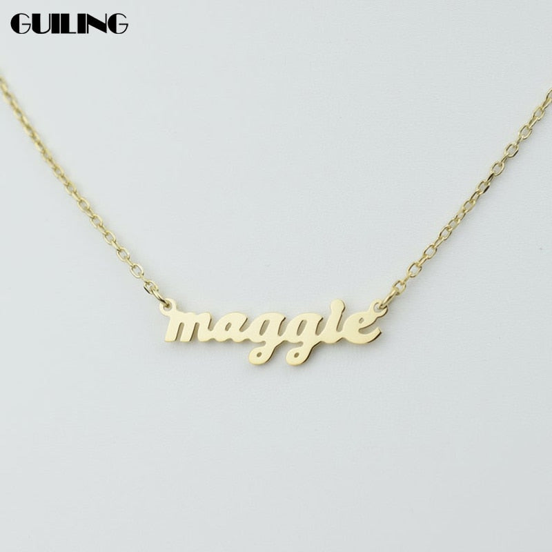 Dainty Tiny First Name Customized Nameplate Pendant Stainless Steel Necklace for Women Fashion Personalized Jewelry Mother Gift