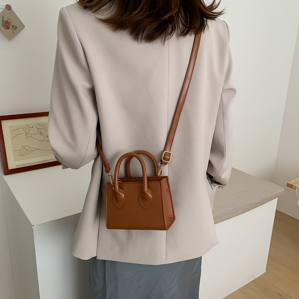 Women Solid Crossbody Handbag PU Female Simple Travel Shoulder Top-Handle Bags New Quality Shoulder Bag Women PU Leather