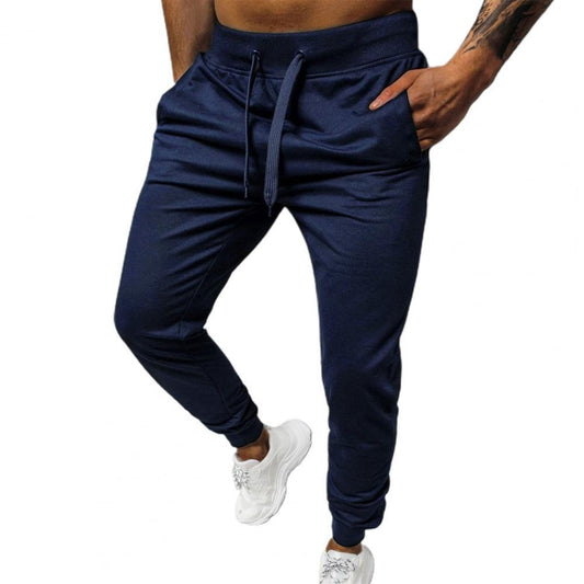 Simple Solid Color Ankle Banded Men Pants Warm Elastic Waist Stand Pockets Stretchy Oversize Pants Sweatpants Streetwear 2021