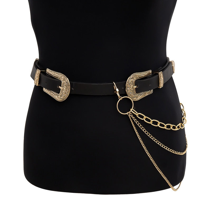 Three Layer U Shape Waist Chain Women Metal Waist Chains Belt Chain On Jeans Fashion Personality Classic Trouser Chains Jewelry