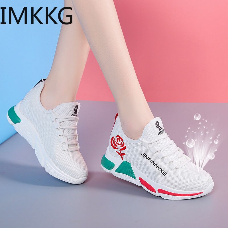 2019 New Women Casual Shoes Fashion Breathable Lightweight Walking Mesh Lace Up Flat Shoes Sneakers Women