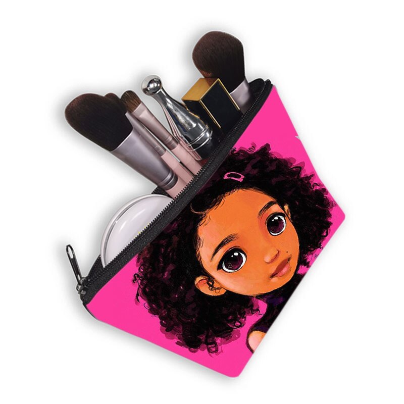 Women Bla Art Girls  African Latin America Cosmetic Cases Les Function Makeup Pouch Females Bolsa girls Make Up Bags