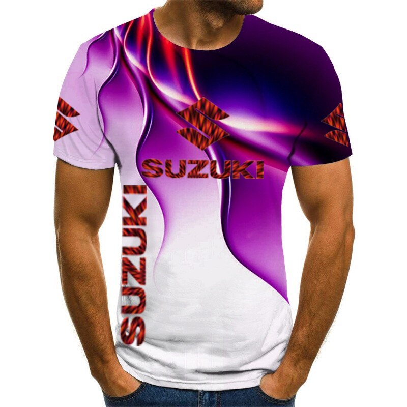 Men's Summer Outdoor Sportswear Racing Cross-country Cycling Top 3D Printing Suzuki Motorcycle Men's Short-sleeved T-shirt
