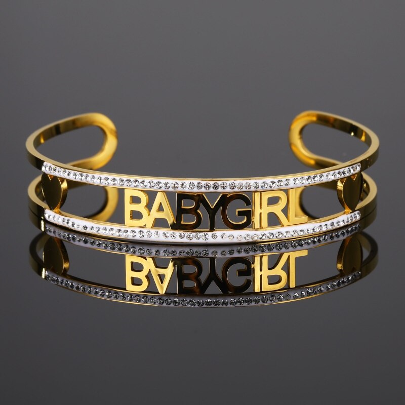 Stainless Steel Custom Name Bracelet Bangles for Women Personalized Customized Gold Fashion Paved Diamond Cuff Bangle Jewelry