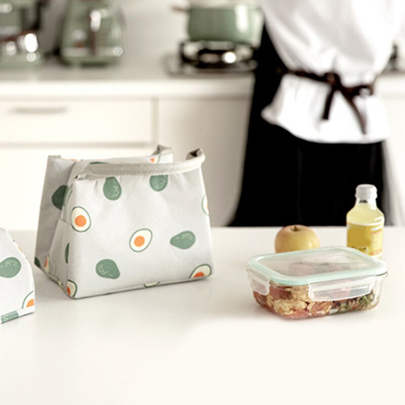 Hot Sale Women Portable Functional Fruit Floral Print  Insulated Thermal Food Picnic Kids Cooler Lunch Box Bag Tote