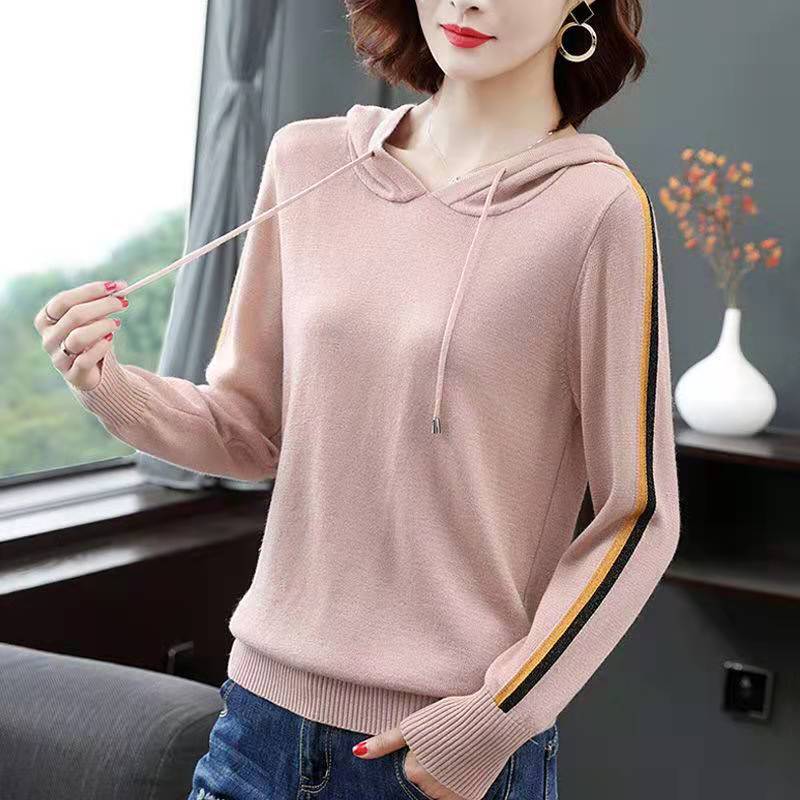 Korean Fashion Clothes Young Women's Sweatshirt 2021 Spring Autumn Coat Knitted Cotton Tops Hoodies свитшот Hooded Sweatshirts