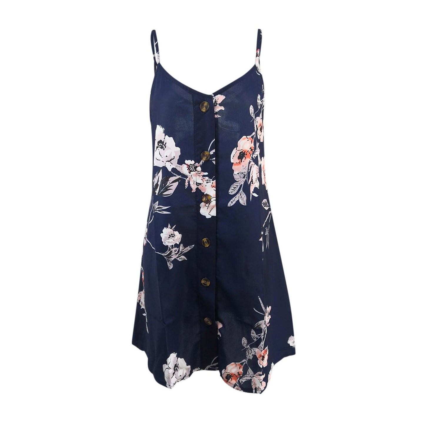 Women Summer Leisure Time On Vacation Mini Dress Sexy Floral Print Sleeveless Backless Camisole Dresses Casual V-Neck Vestidos