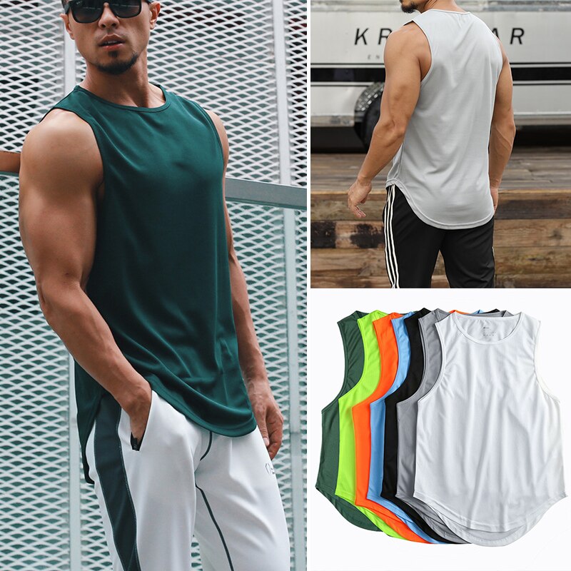 Mens Quick Dry Vest Sleeveless Shirt Breathable Lightweight Running Gym Fitness Sports Tight Compression T-shirts Tees Tops
