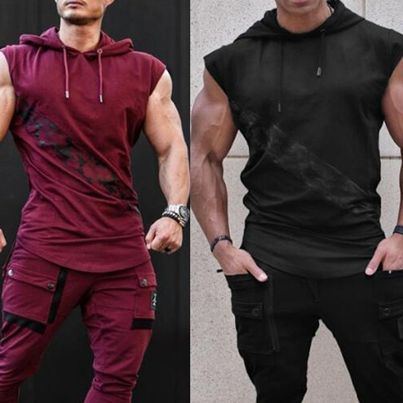 Men High Elasticity Fitness Vest Bodybuilding Stringer Tank Top Muscle Guys Sleeveless Hoodies Vest Undershirt Stringer Clothing