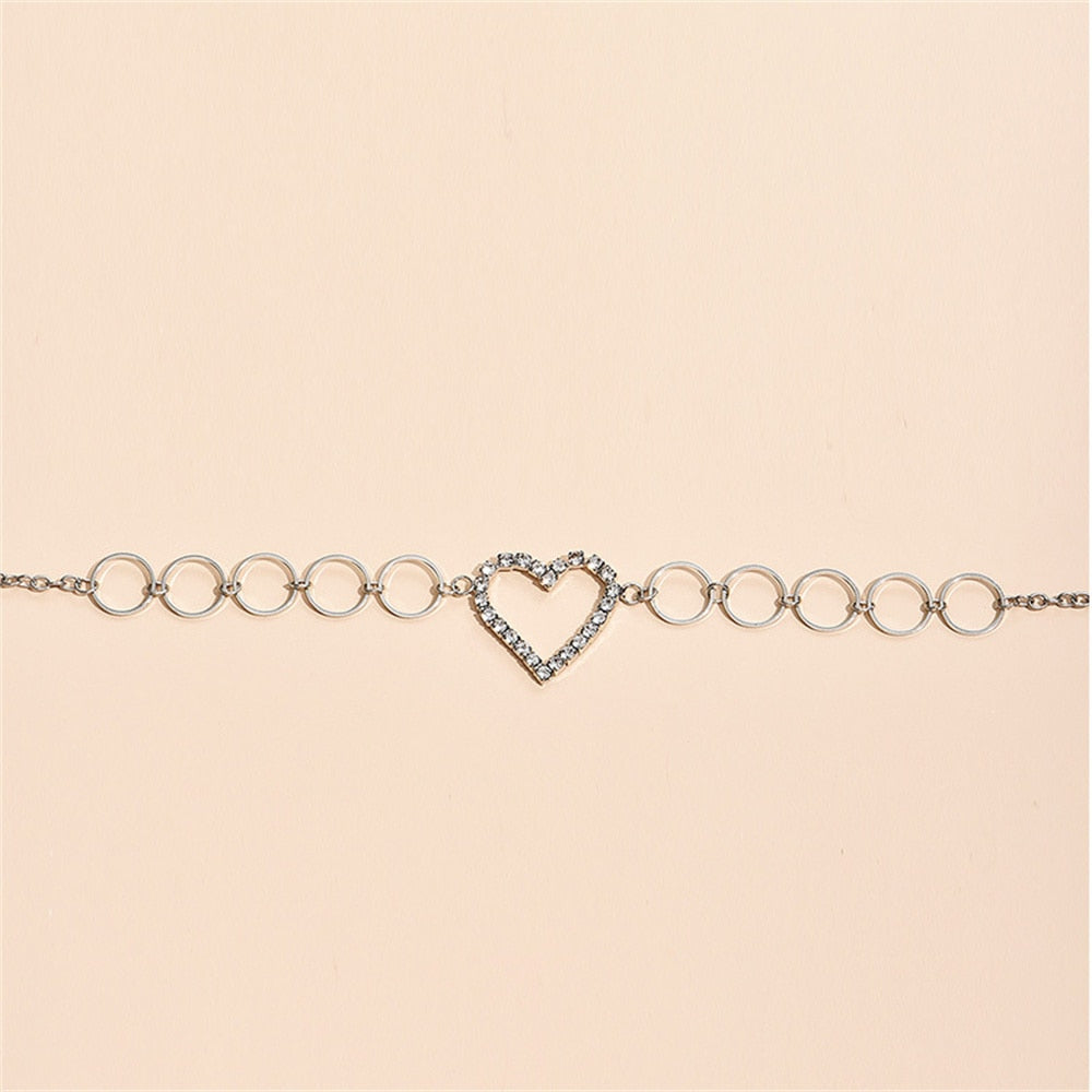 Sexy Heart Waist Chain Belt Adjustable Chain for Women Girls Fashion Personality Rhinestone Belly Body Chain Jewelry Party