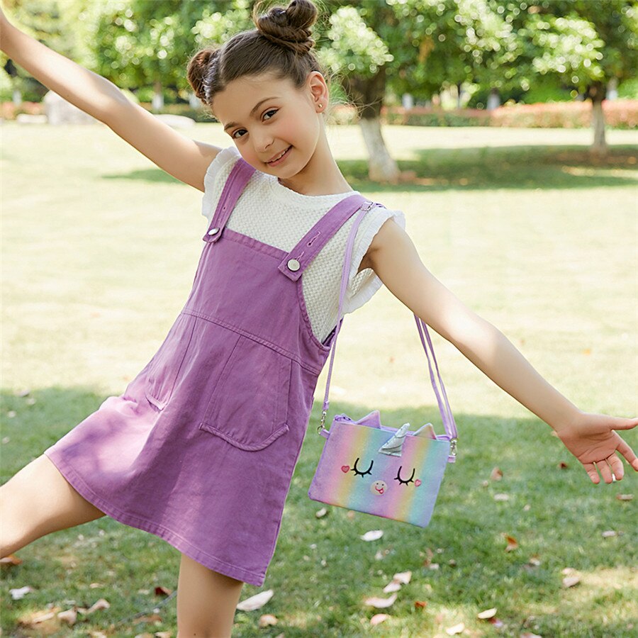 Cartoon Unicorn Shoulder Bags Women Girls Square Sequin Belt Phone Makeup Pouch Travel Coin Purse Crossbody Bags Kids Gifts