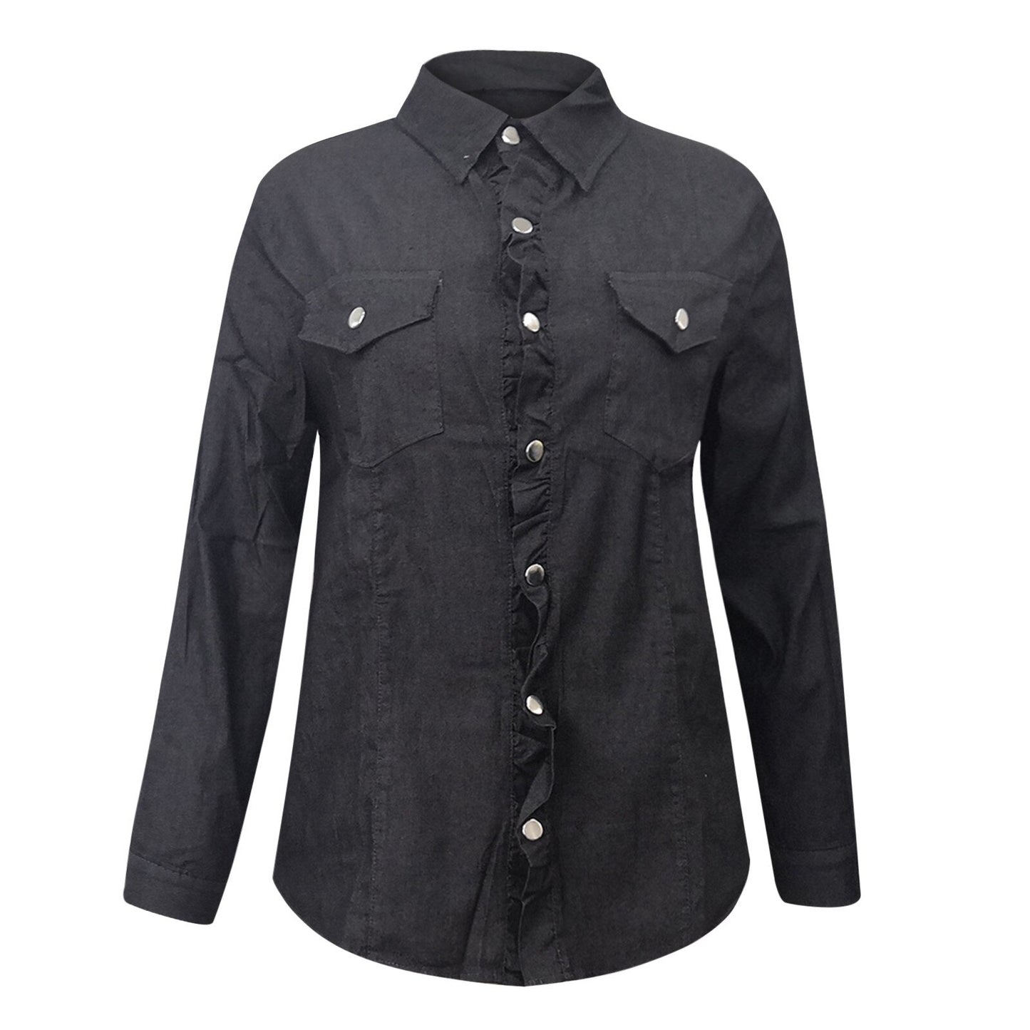 Denim Jacket With Fur Black Jean Jacket Denim Jacket Mid Length Denim Shirt Coat Fashion New Slimming Solid Women Crop Jacket