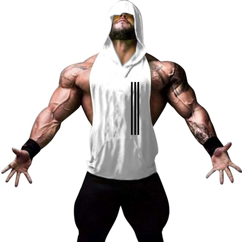 Gym Tank Top Men Fitness Hooded Clothing Mens Bodybuilding Tank Tops Summer Gym Stringer Undershirt Male Sleeveless Vest Shirts