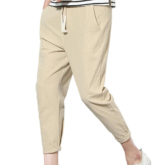Simple Pencil Pants Solid Color Hip Hop Men Pants Casual All Match Elastic Waist Pockets Drawstring Oversize Pants Trousers 2021