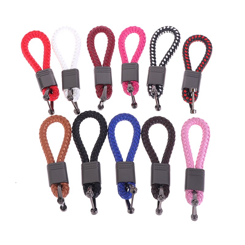 Leather Rope KeyChain For Car Hand Woven Horseshoe Buckle Key Rings Couple Auto Gift Detachable Metal Luxury Key Chains for Bag