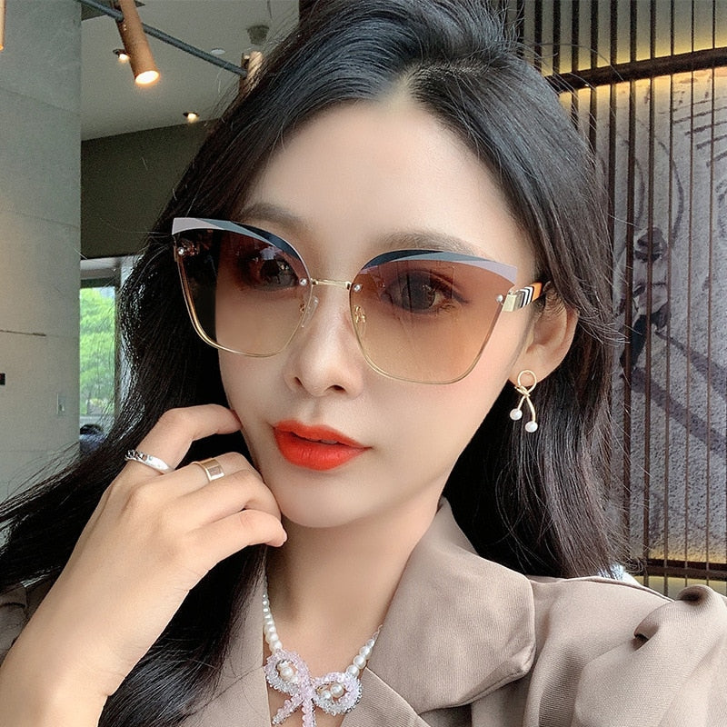 New Ladies Fashion Unique Cat Eye Sunglasses Women 2021 Sun Glasses Female Eyewear