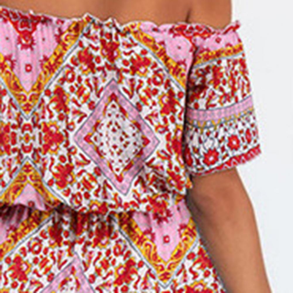 Midi Dress Elastic Breathable Polyester Women Off-the-shoulder Dress for Summer