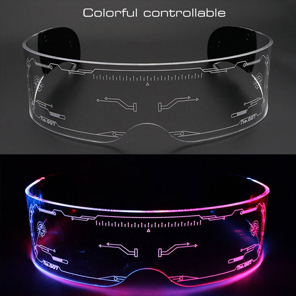 Luminous Sunglasses Vintage Punk Goggles Men Women Fashion Party Christmas Colorful Light Up Glasses Shades UV400 New Y2K