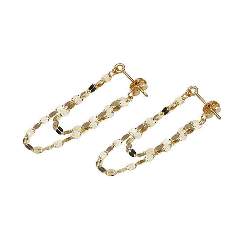 925 Sterling Silver European Geometric Chain Tassel Earrings For Women Simple Temperament Goddess Jewelry Accessories Gift