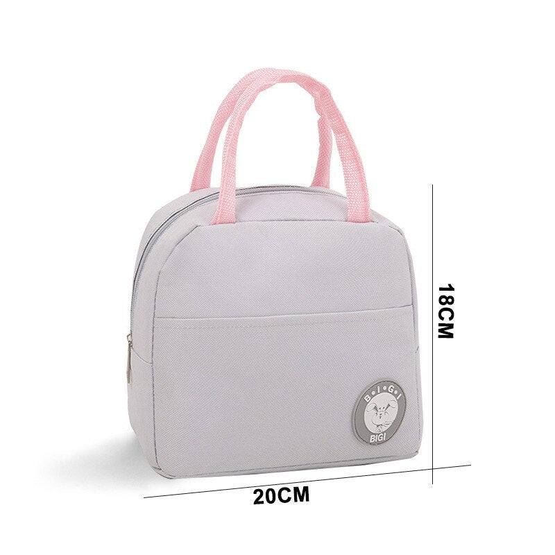 New Functional Solid color Cooler Lunch Box Portable Insulated Oxford Lunch Bag Thermal Food Picnic Lunch Bags For Women kid
