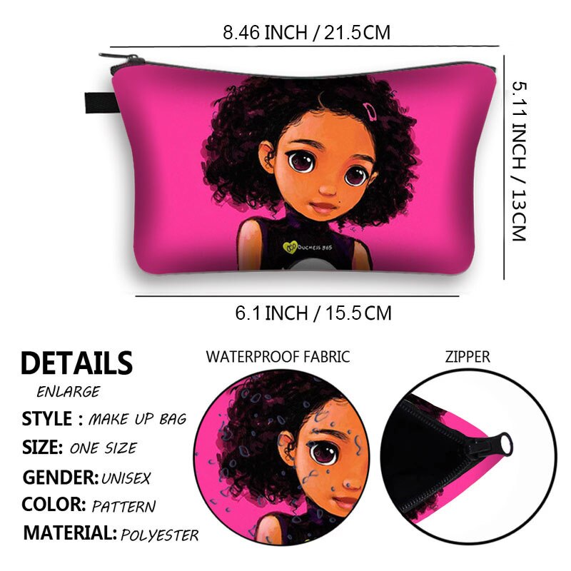 Women Bla Art Girls  African Latin America Cosmetic Cases Les Function Makeup Pouch Females Bolsa girls Make Up Bags
